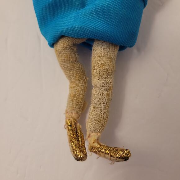 Primitive Handmade Vintage Cloth Handsewn Lot Of 2 Dolls 2 Pair Shoes 7 Inches - Picture 9 of 16